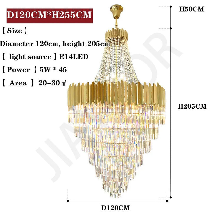 Crystal Lamp Hotel Lobby Ceiling Light European Villa Living Room Duplex Middle Floor Hollow Rotating Staircase Long Ceiling