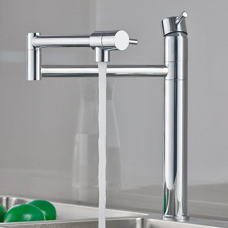 Hot and Cold Black with chrome deck mounted pot filler faucet