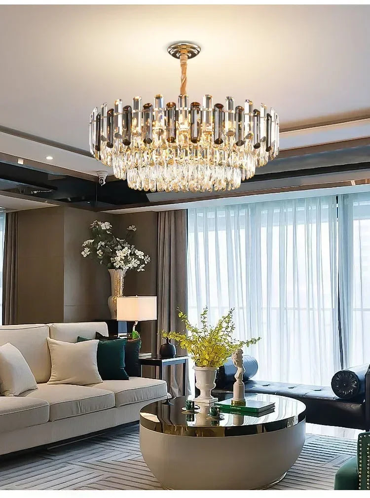 Nordic Light Luxury Crystal Chandelier Living Room Lamp Modern Atmosphere  LED Pendant Lights Bedroom Lamp Room Decoration