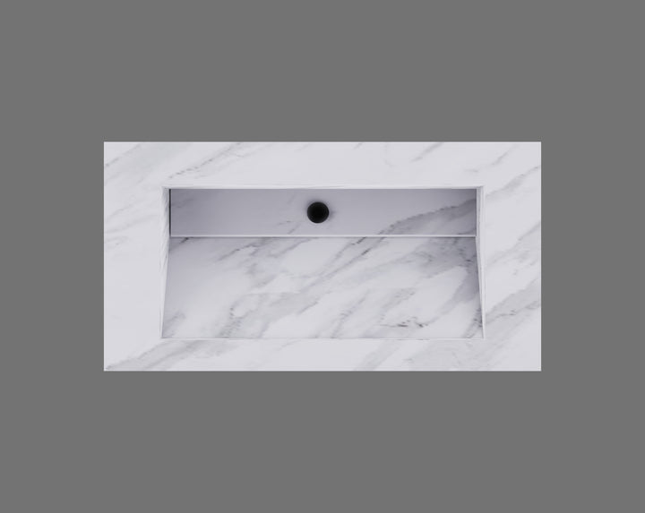 TITUS-Custom Marble Exposed 36 Wall mounted with brushed gold towel bar 36"