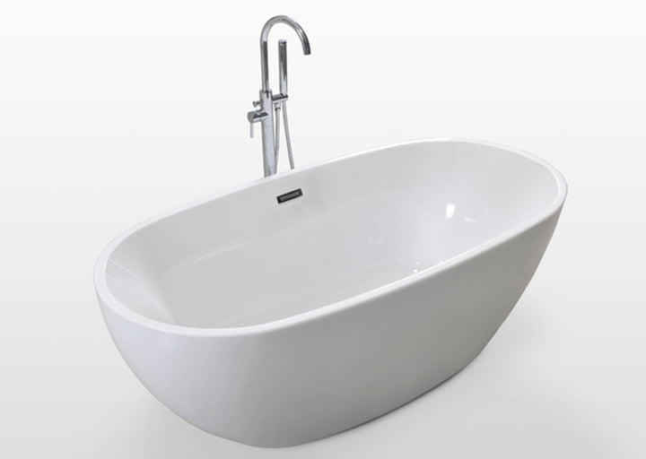 WHITE ACRYLIC FREESTANDING BATHTUB OVAL SHAPE 59"