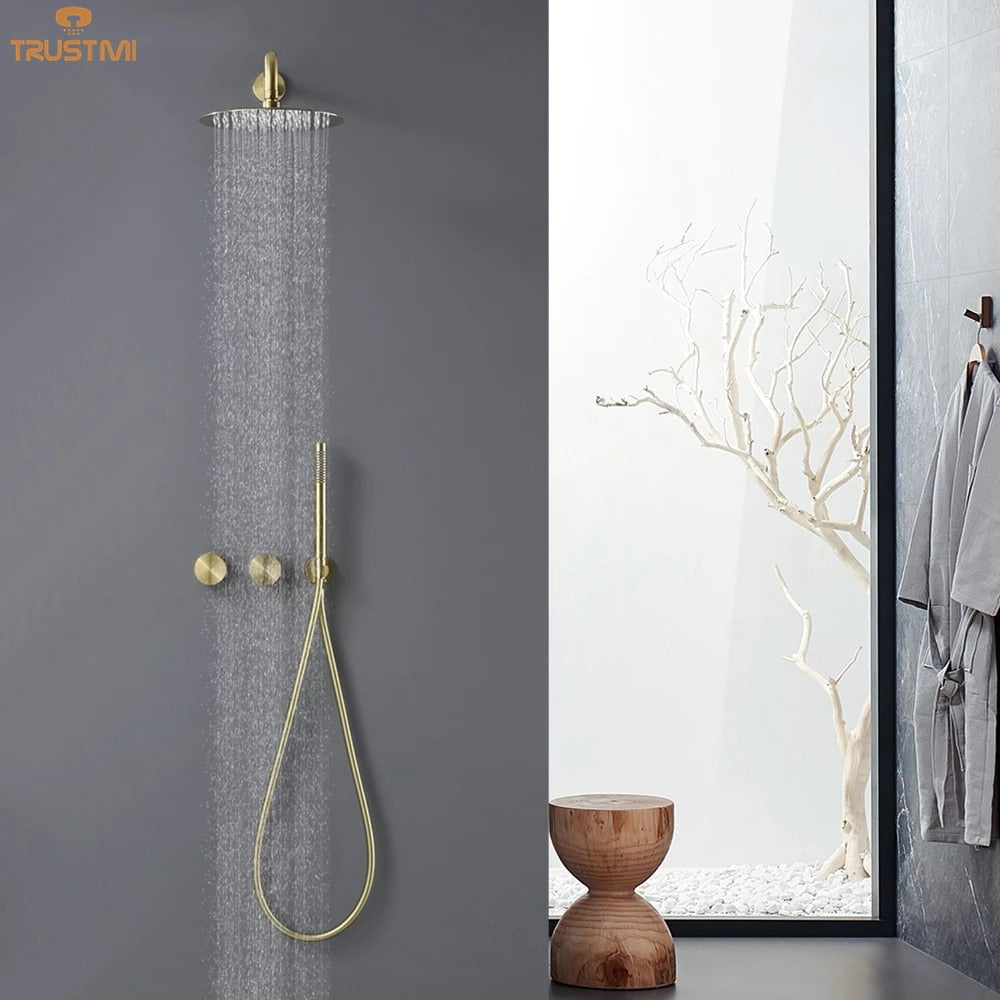 Lyon - Black -Brushed Gold 2 way volume control shower kit