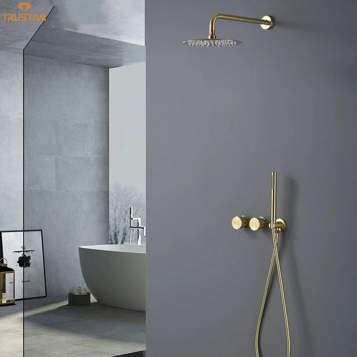 Lyon - Black -Brushed Gold 2 way volume control shower kit