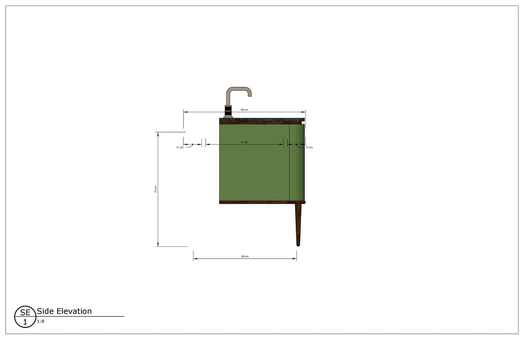 Turin- 60" Green Solid Walnut Wood Double sink bathroom vanity set