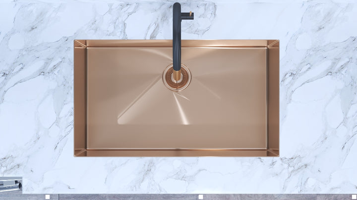 Brushed Gold Undermount 16 Gauge Commercial Grade Kitchen Sink Single Bowl 304 Stainless Steel with Nano Coated Technology