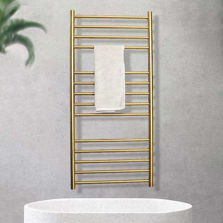 Brushed Gold Electric Hardwire Bathroom Towel Rail Warmer 24"X 42"