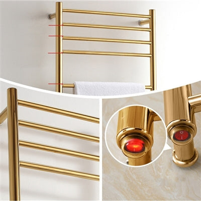 Brushed Gold Electric Hardwire Bathroom Towel Rail Warmer 24"X 42"