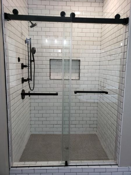 Black Matte Shower Door Steel hardware kit only size for size opening 60"