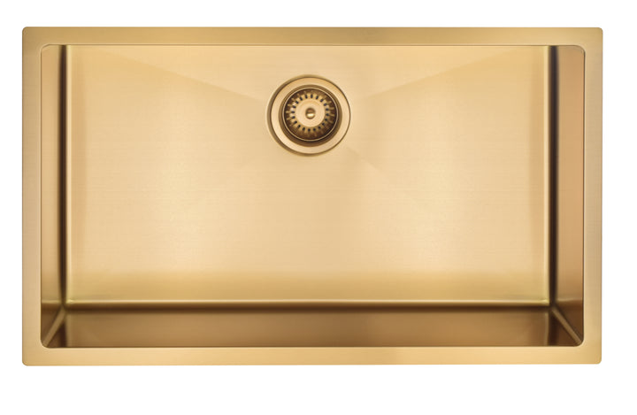 Brushed Gold Undermount 16 Gauge Commercial Grade Kitchen Sink Single Bowl 304 Stainless Steel with Nano Coated Technology