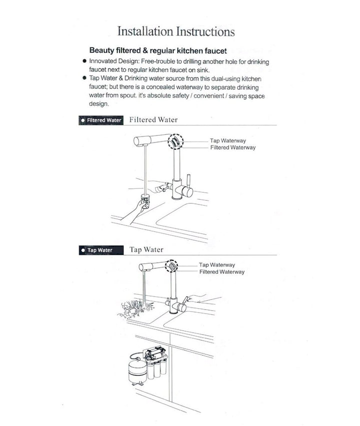 Brussel-2 Way Reverse Osmosis Filter Faucet and Kitchen Pull Out Dual Sprayer