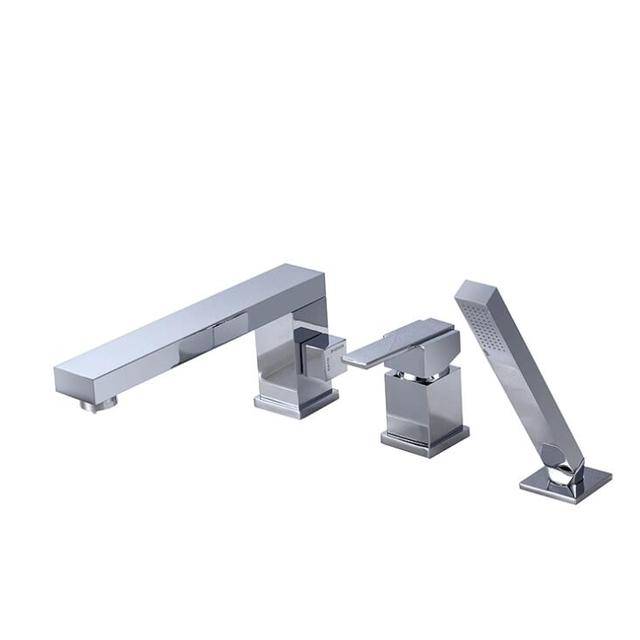 Square Deck Mount Bathtub Filler Faucet Set