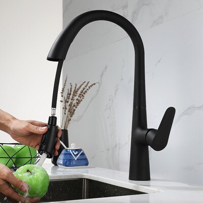 White-Matte Black Tall Dual Pull Out Sprayer  Kitchen Faucet