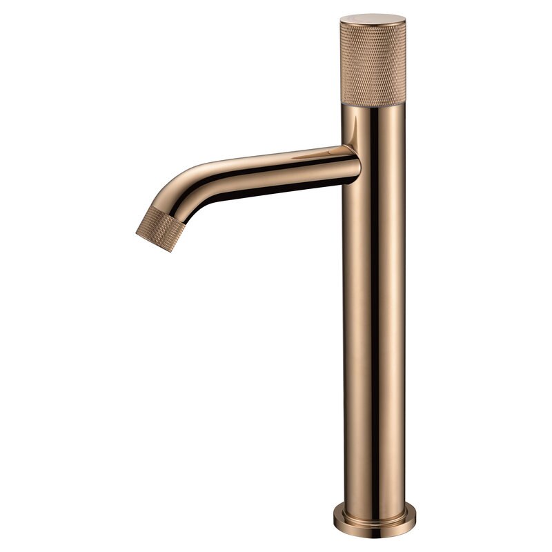 Rose gold polished tall vessel bathroom faucet