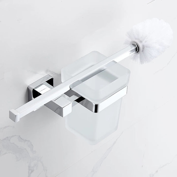 Chrome square bathroom accessories