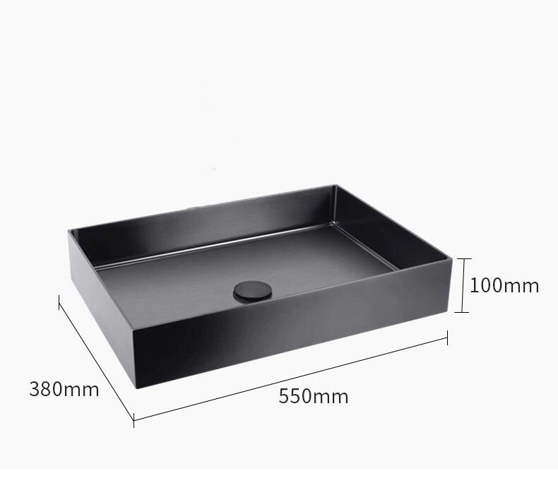 Gun Grey - Brushed Gold- Black  Rectangular Stainless Steel Sink