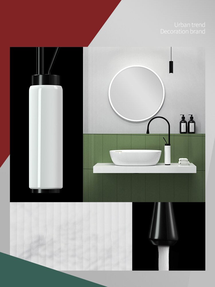 Limited edition black with green-Red-White  tall vessel faucet