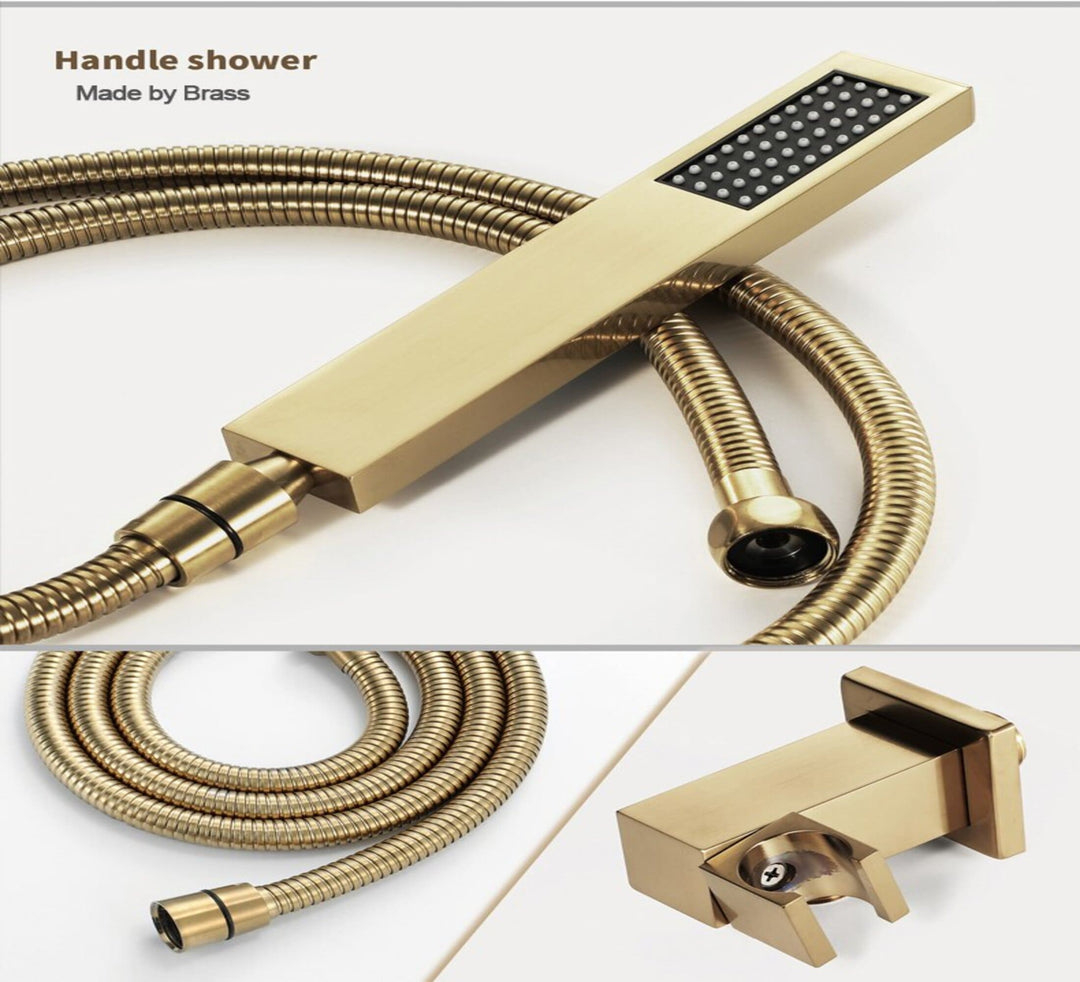 Brushed Gold Spa LED Ceiling Mount Flush  LED 23" X 15"  Waterfall,Mist 5 Way functions shower system