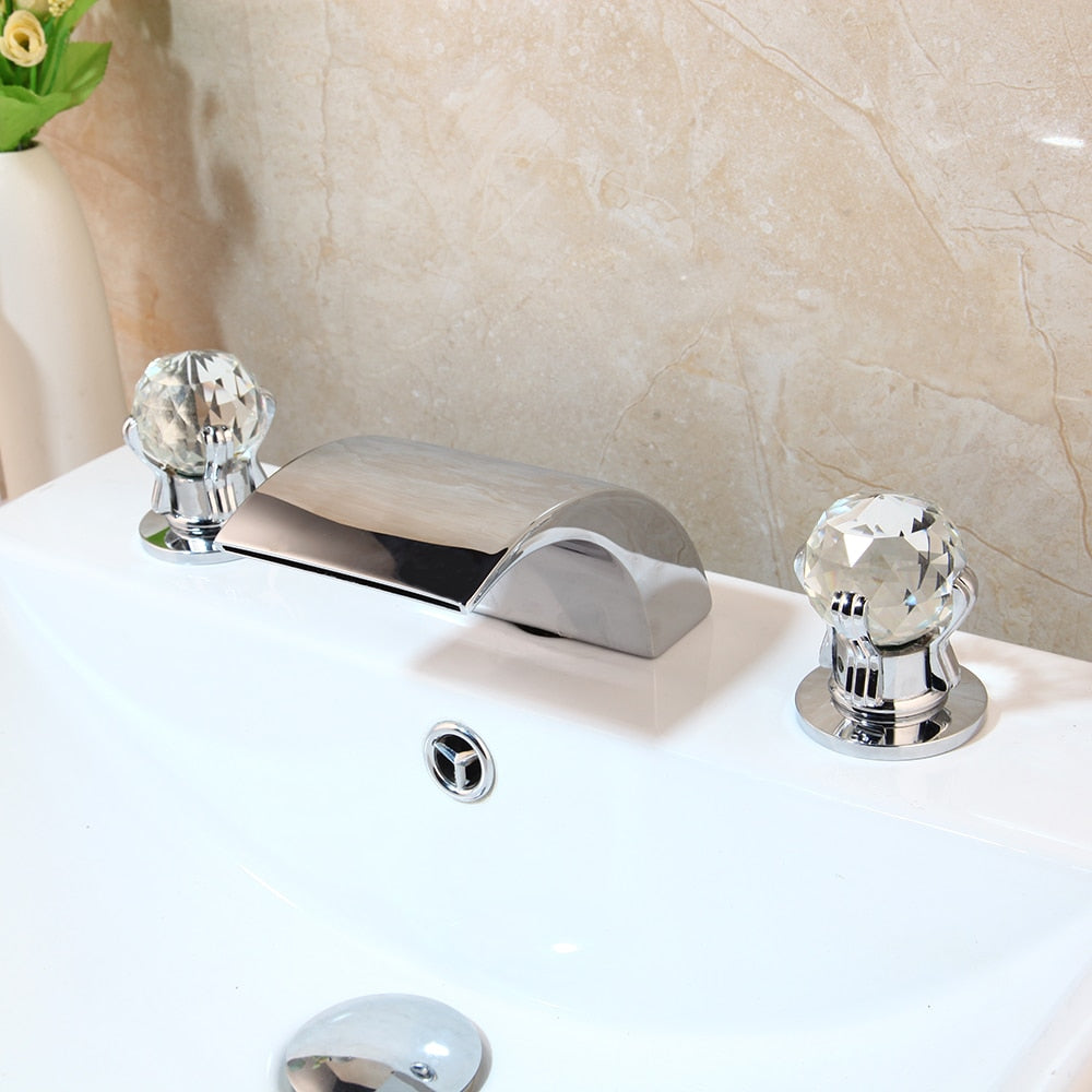 Chrome Waterfall Bathtub Filler Faucet Set