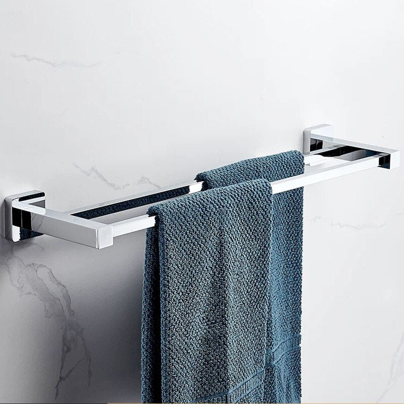 Chrome square bathroom accessories