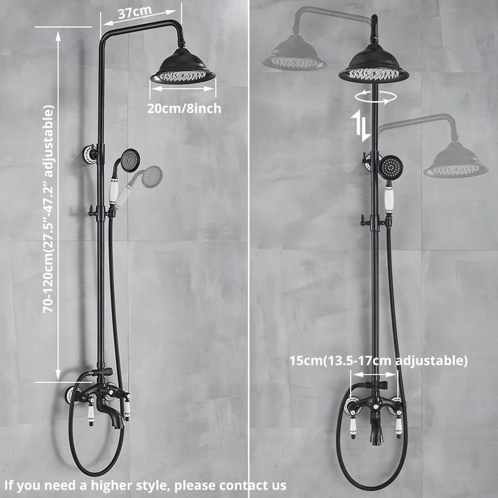 Victorian Style Exposed Shower System Black with touch of Oil Rubbed Bronze Antique Victoria Style Exposed 2 or 3 Way Shower Kit