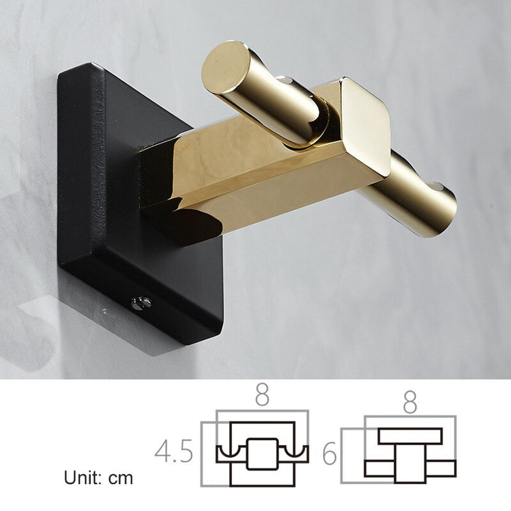 Black with gold polished bathroom accessories