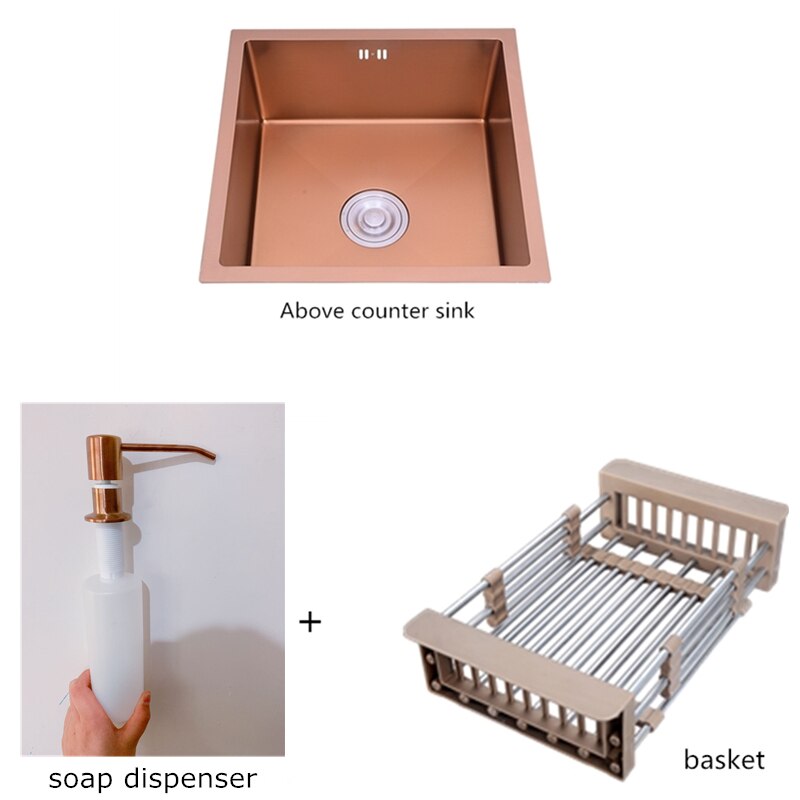 Rose gold stainless steel undermount bar kitchen sink 12" x 8" X8"