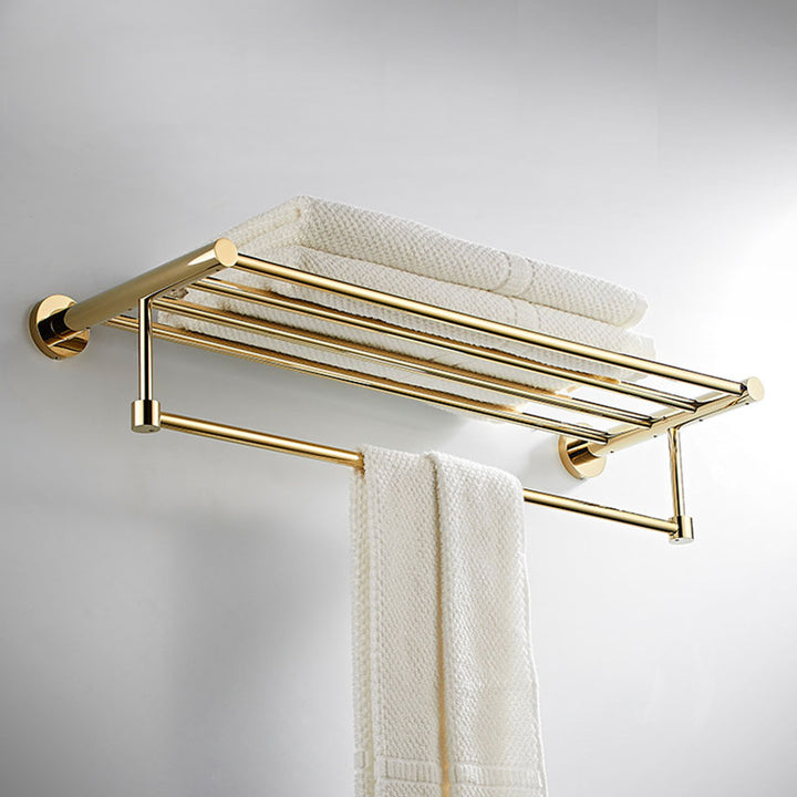 Gold polished brass round bathroom accessories