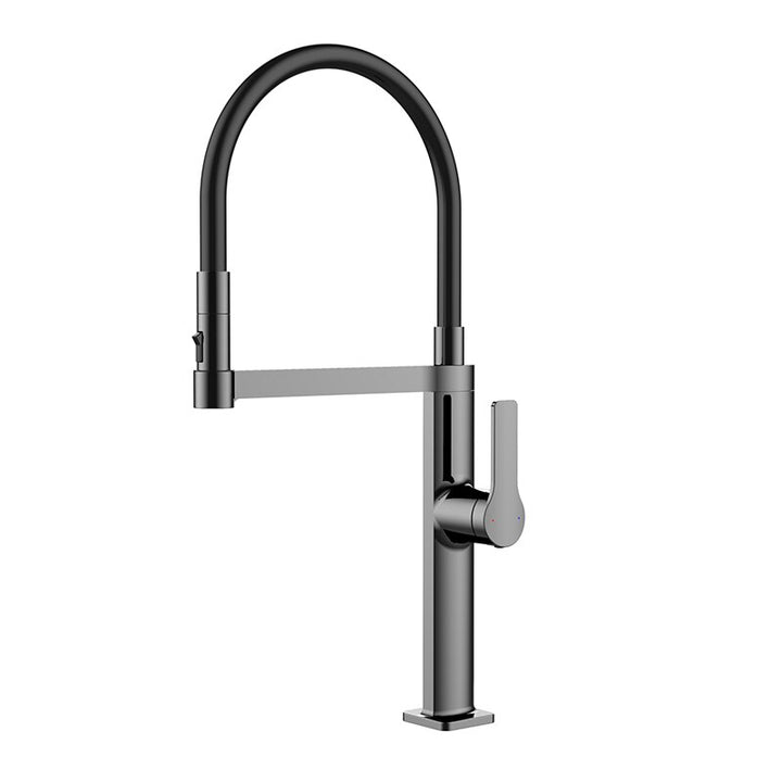 New 2025 design Barolo-Nordic design-Black with brushed gold -black matte-gun grey  tall 21" pull our dual spray kitchen faucet