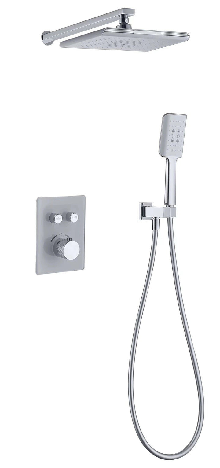 White with Chrome Thermostatic Shower Kit