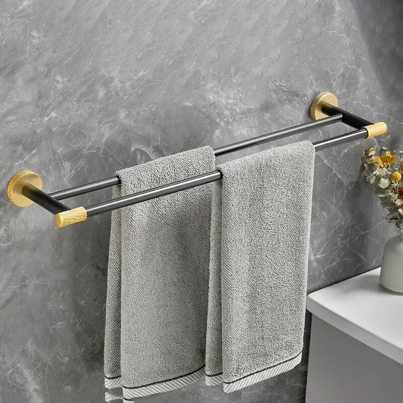 Nordic design -Black with brushed gold two tone bathroom accessories