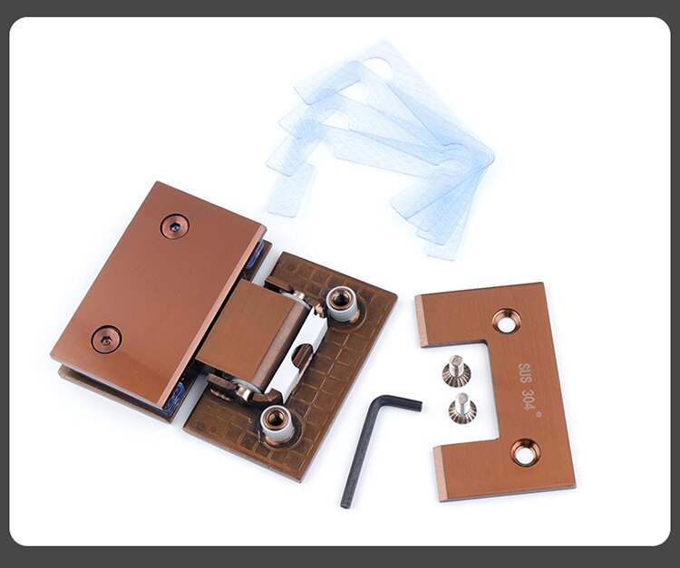 Brushed Rose Gold Shower Door Hinges