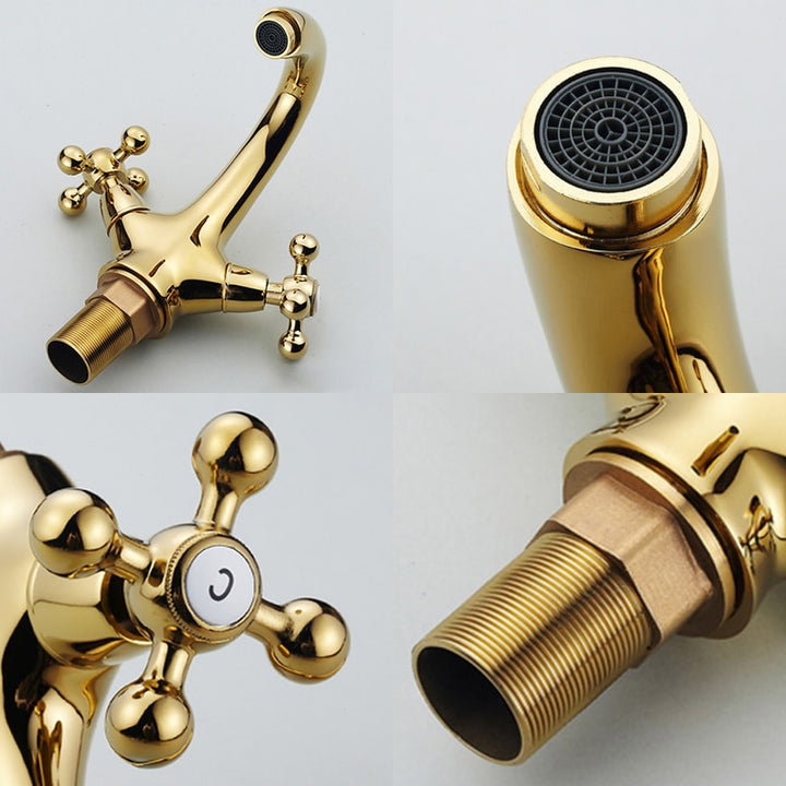 Gold polished brass Victoria single hole bathroom faucet