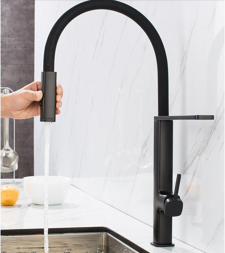 Cordoba-New Italian Design -Black-Chrome Swivel and Magnetic Dual Spray Pull Out Kitchen Faucet