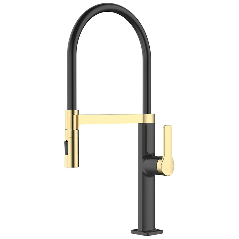 New 2025 design Barolo-Nordic design-Black with brushed gold -black matte-gun grey  tall 21" pull our dual spray kitchen faucet