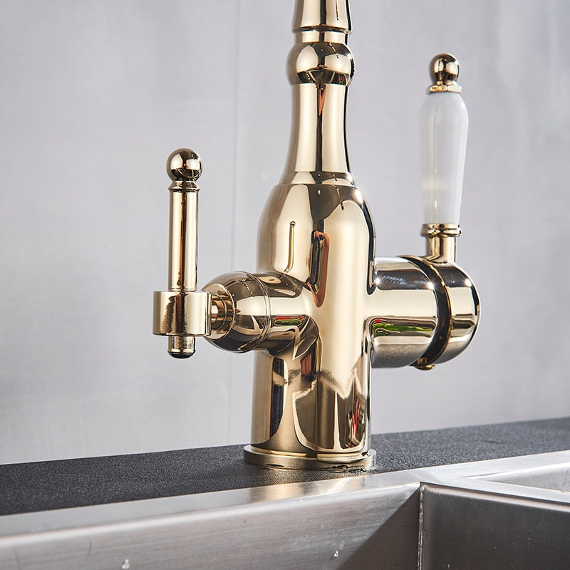 Gold Victorian 2 way reverse osmosis and kitchen faucet