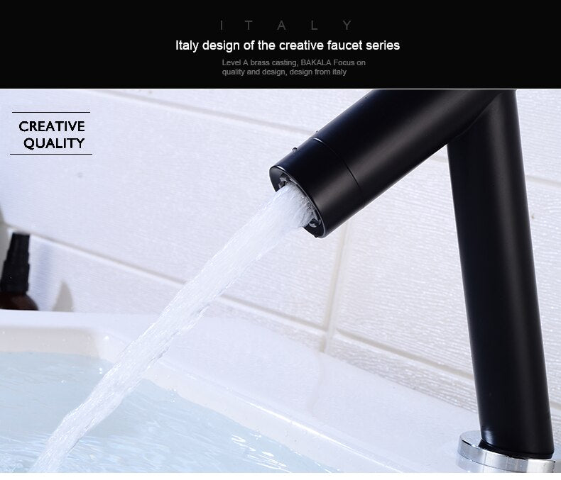 Black Matte Tall vessel and short single hole bathroom faucet