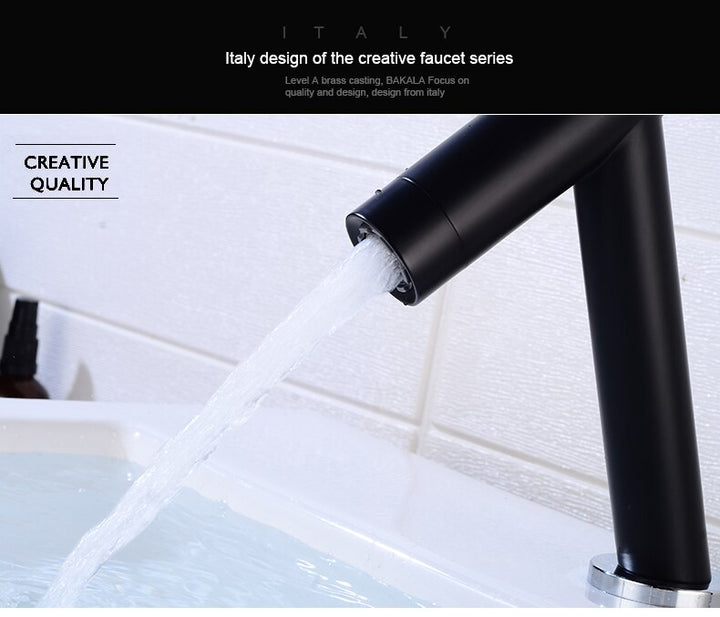 Politiko-Black Matte Tall vessel and short single hole bathroom faucet