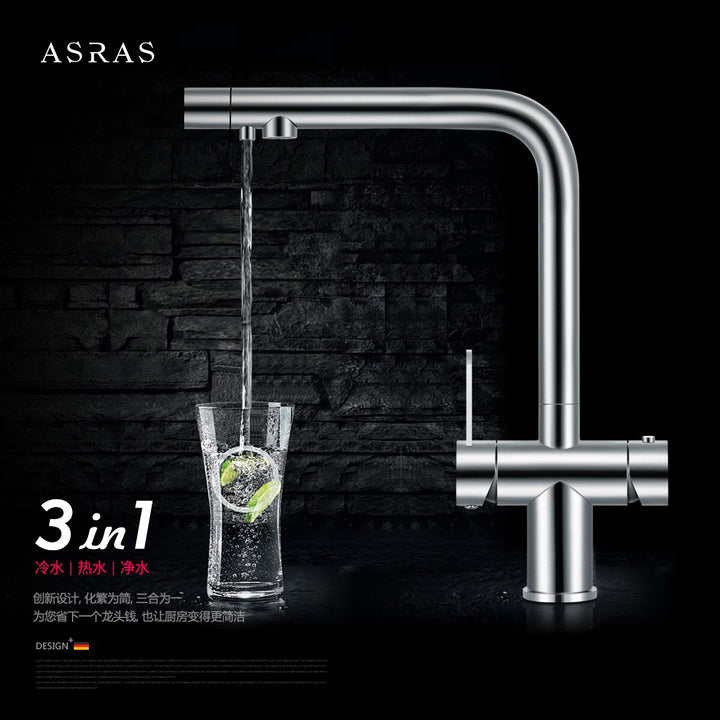 New 2023 design 3 way in 1 Kitchen Faucet with Reverse Osmosis kitchen and side dual pull out spray