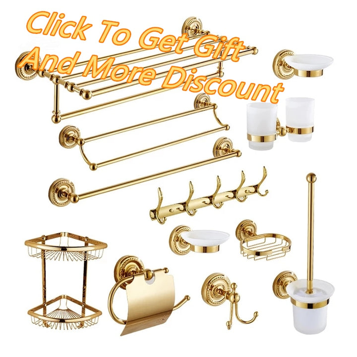 Gold polished brass Victoria bathroom accessories