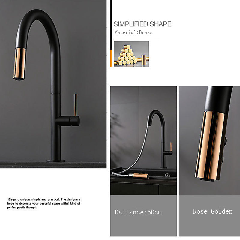 Black with Rose Gold  Manual Dual Sprayer Kitchen faucet