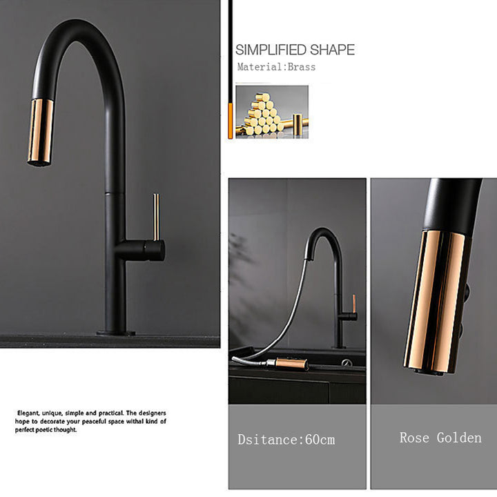 Black with Rose Gold  Manual Dual Sprayer Kitchen faucet