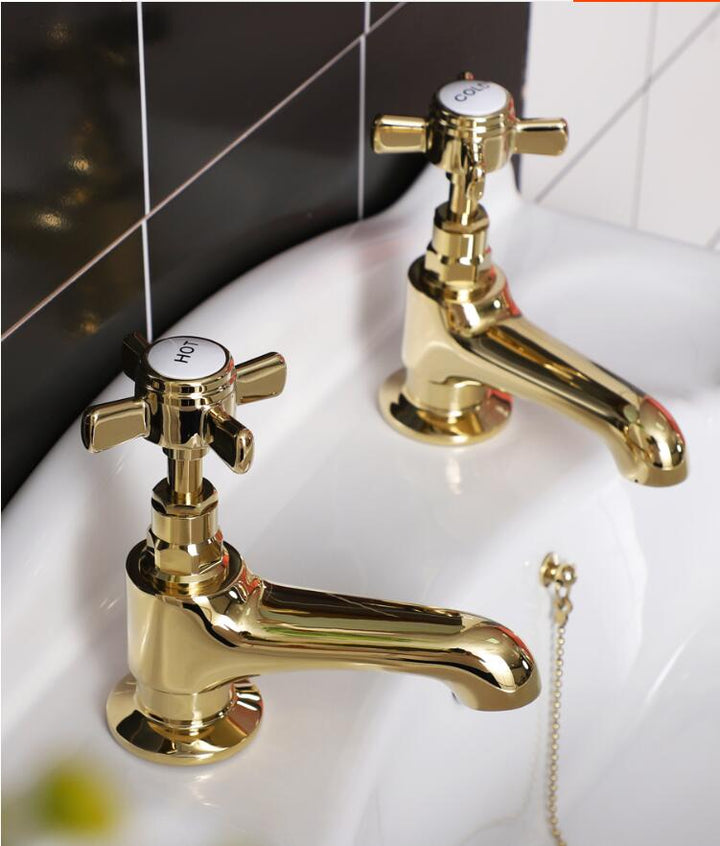 Gold Antique Victoria Style Hot and Cold Separate Bathroom Faucet