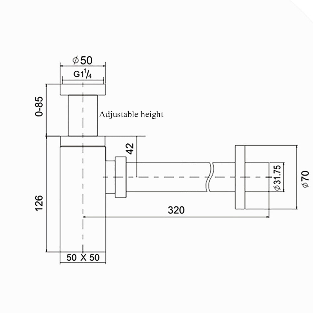 Square European Bottle Square P Trap Drain