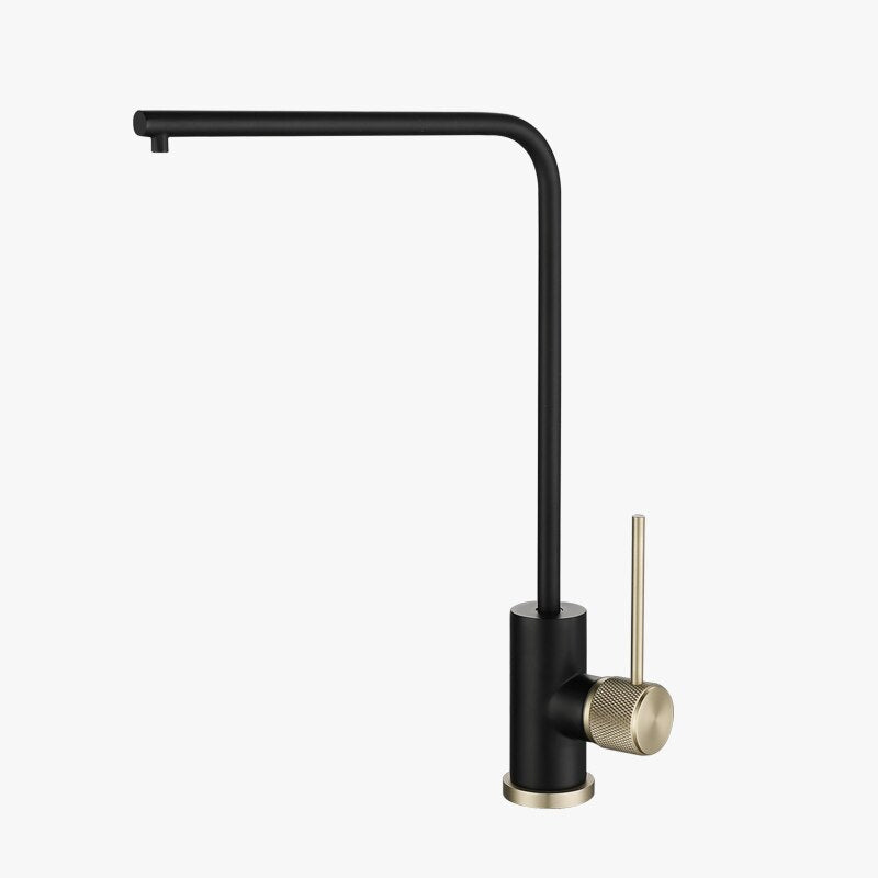 Black with brushed gold tone reverse osmosis water filter faucet