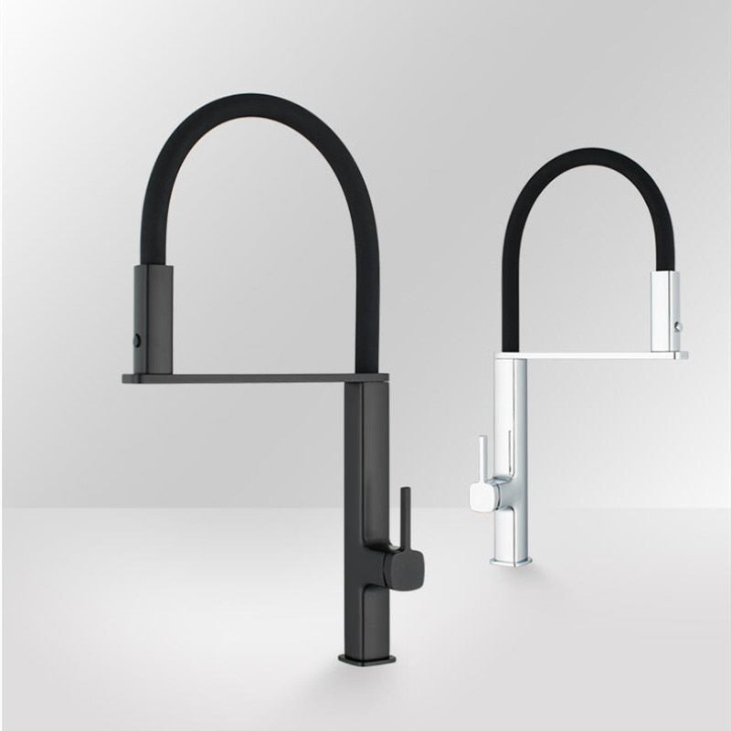 Cordoba-New Italian Design -Black-Chrome Swivel and Magnetic Dual Spray Pull Out Kitchen Faucet