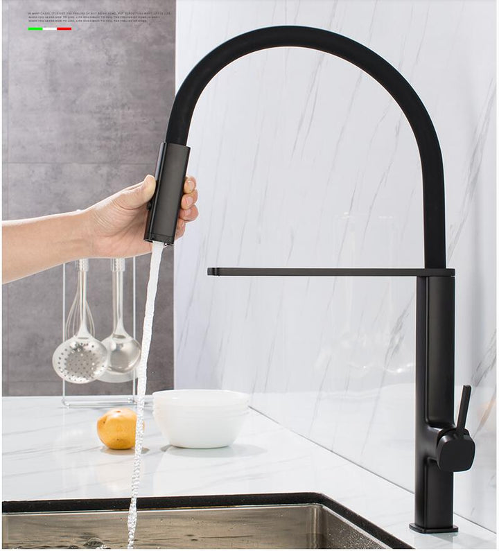 Cordoba-New Italian Design -Black-Chrome Swivel and Magnetic Dual Spray Pull Out Kitchen Faucet