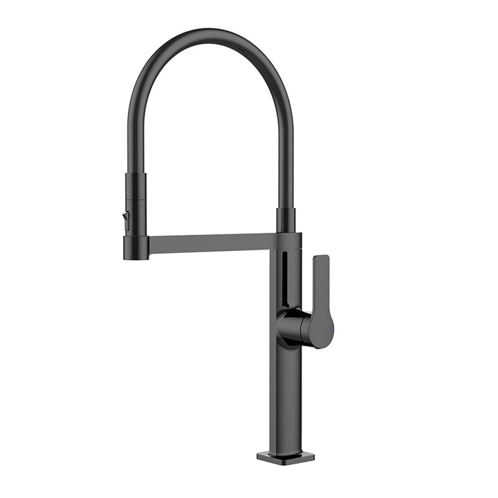 New 2025 design Barolo-Nordic design-Black with brushed gold -black matte-gun grey  tall 21" pull our dual spray kitchen faucet