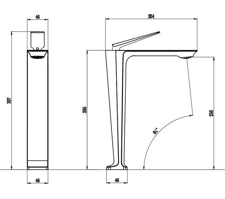 Katherine-Chrome tall vessel faucet and short single bathroom faucet