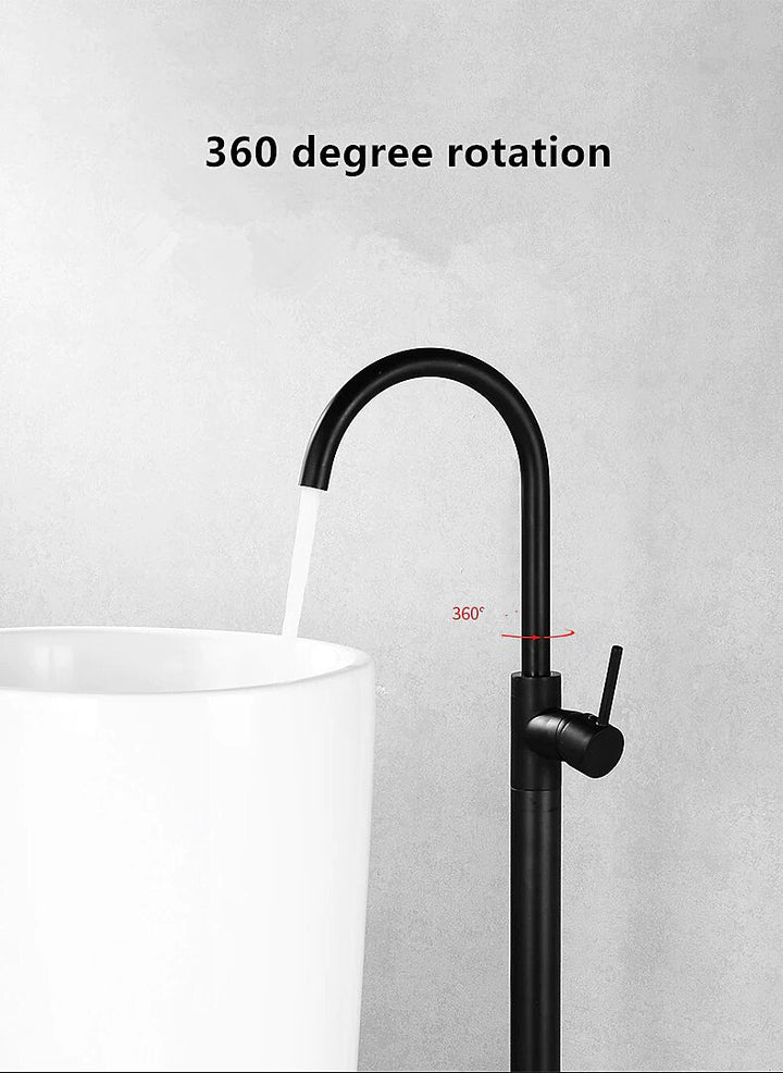 Gold-Black Matte-White- Freestanding Tall Floormounted Basin Faucet