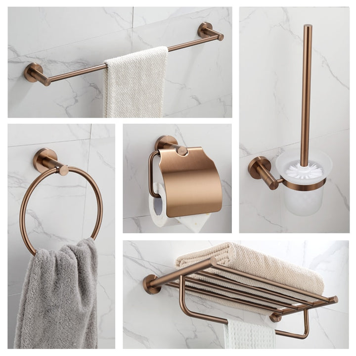 Nordic design Brushed Rose Gold Round Bathroom Accessories